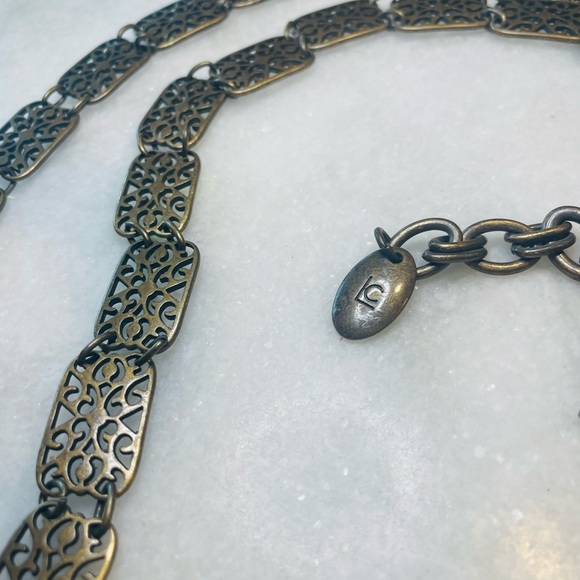 3 for $10 SALE LC Lauren Conrad Long Bronze Finish Toggle Necklace B1092 - Picture 2 of 2